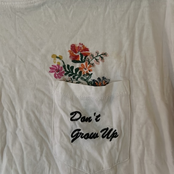 Noisy May t-shirt “don’t grow up” floral pocket print, size XS - Picture 2 of 3